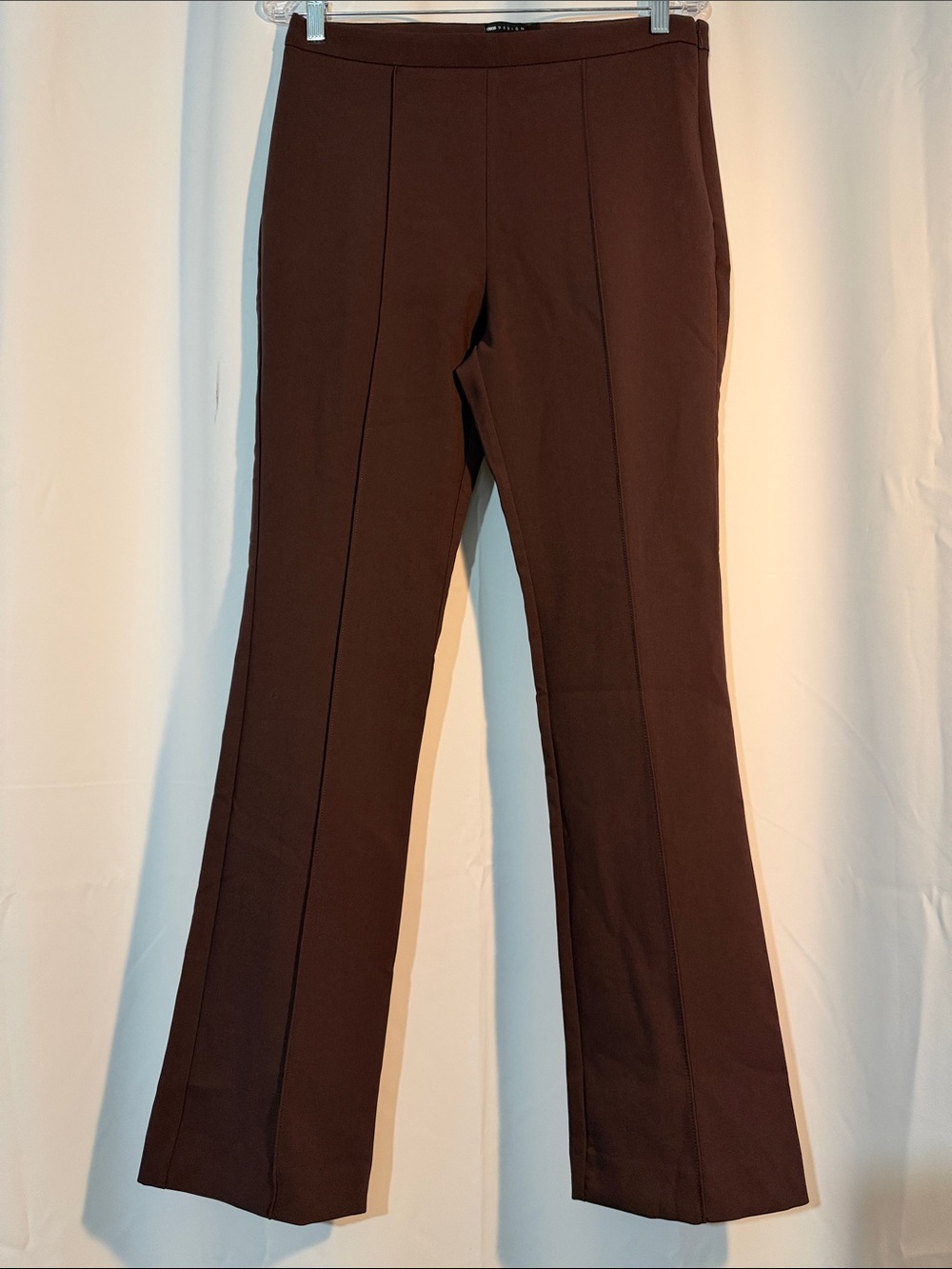 ASOS Design Chocolate brown Stretch Ponte Bootcut Side Zip seamed Pants B5